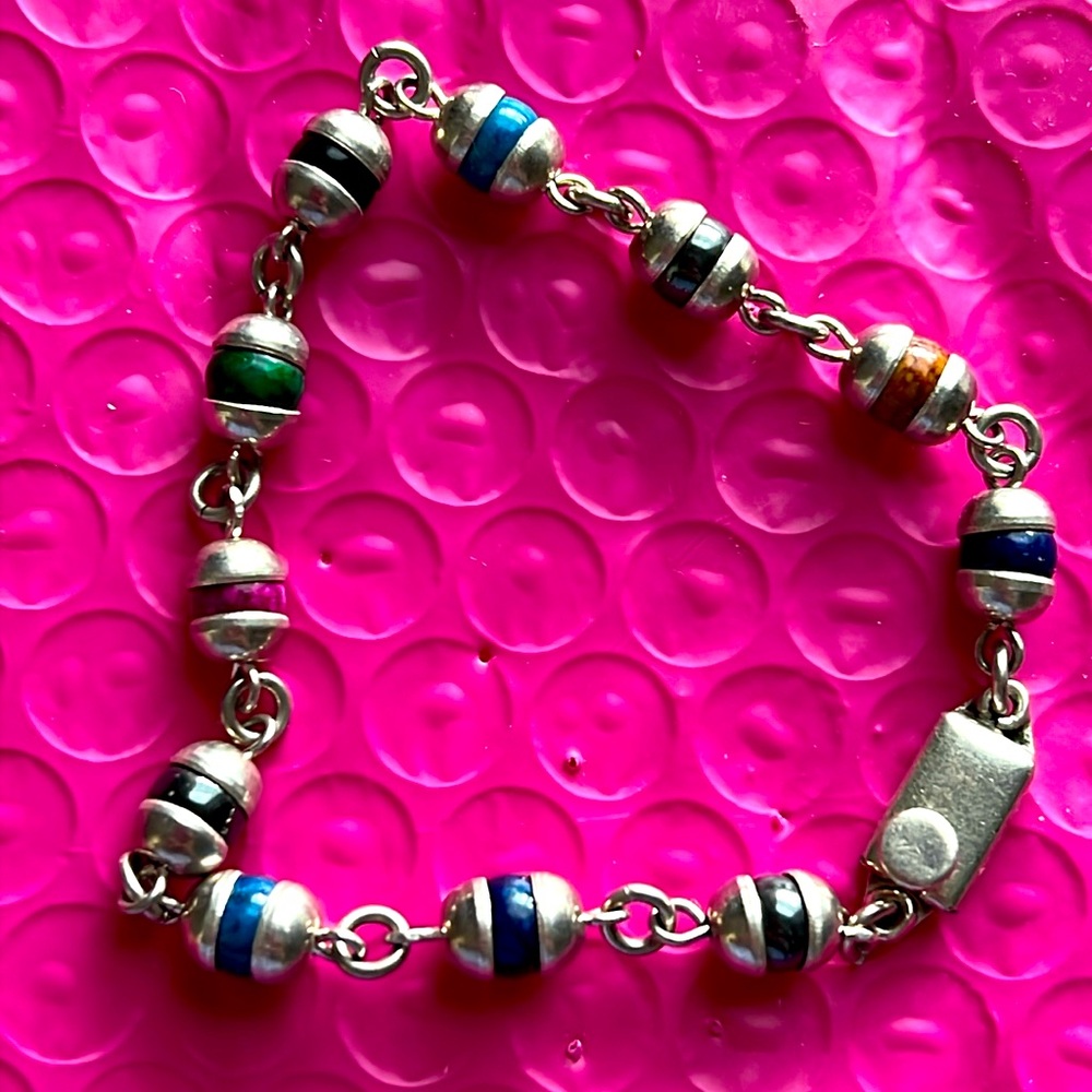 Taxco Mexico multi colored sterling silver JMS marked ball bracelet
